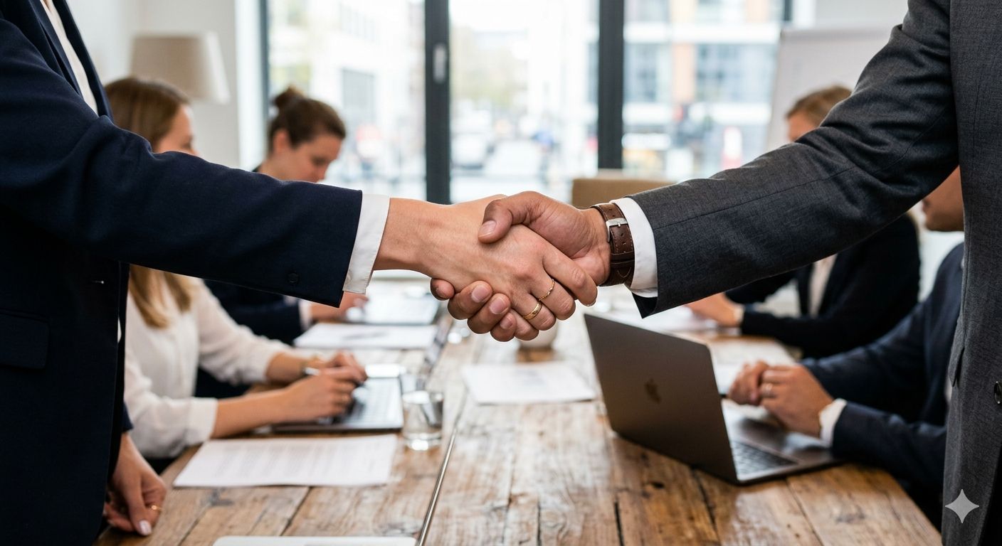 Two professionals shaking hands